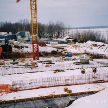 Rebar and Tower Crane set-up for winter concrete pours