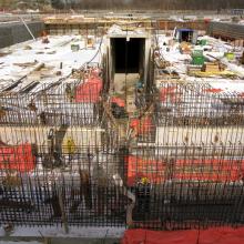Overview of Large Area of Rebar for Concrete
