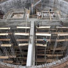 clearwell reservoir with scaffolding 