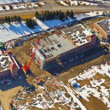 Aerial Overview of deck installation for Lakeview WTP Low Lift Pump Station