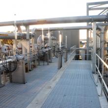 Platform and equipment next to aeration tanks
