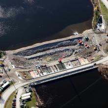 Aerial overview of Timiskaming Ontario Dam