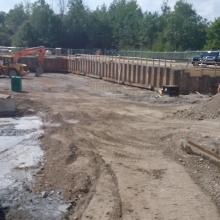 Excavation within shored area