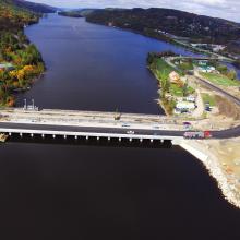 Aerial overview of Timiskaming Ontario Dam