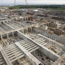 Aerial overview of tanks being constructed