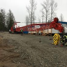 lowered crane arm