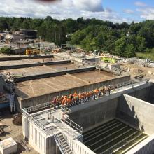 Aerial Overview of Orangeville Water Pollution Control Plant with NAC group out front