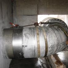 Large concrete pipe penetrating foundation wall