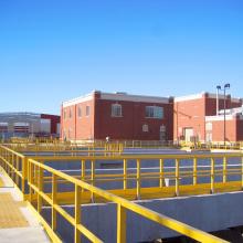 new chain & flight secondary clarifiers with guardrails 