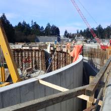 formwork for concrete tank wall pour
